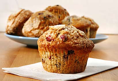 Muffins au miel, argousier et canneberges séchées